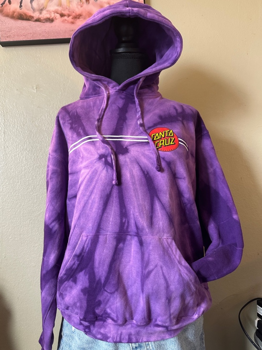 Santa Cruz Purple Tie-Dye Back Logo Hoodie men size medium unisex women’s Large